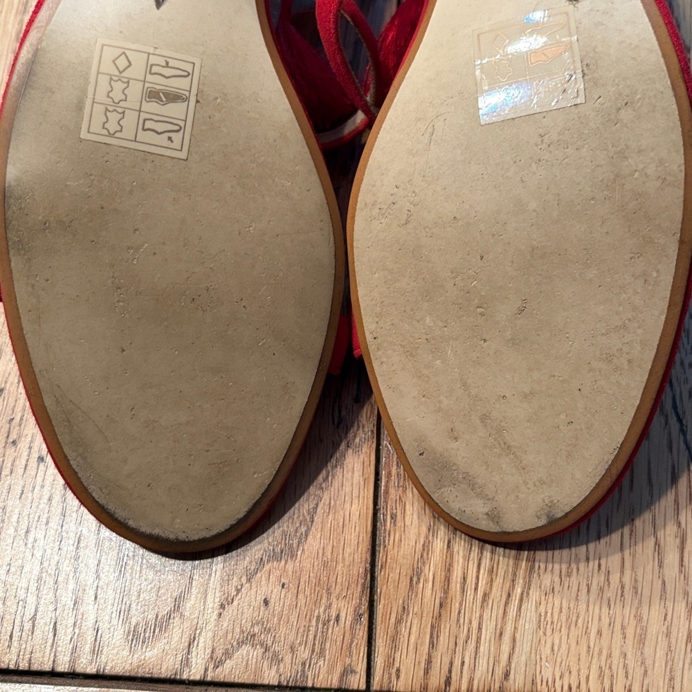 Anthropology Red Tassel Sling Back. Size 10 - Picture 10 of 11